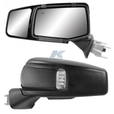 K Source 80930 Exterior Towing Mirror; Snap & Zap; Snap On; Manual; Black; Pair