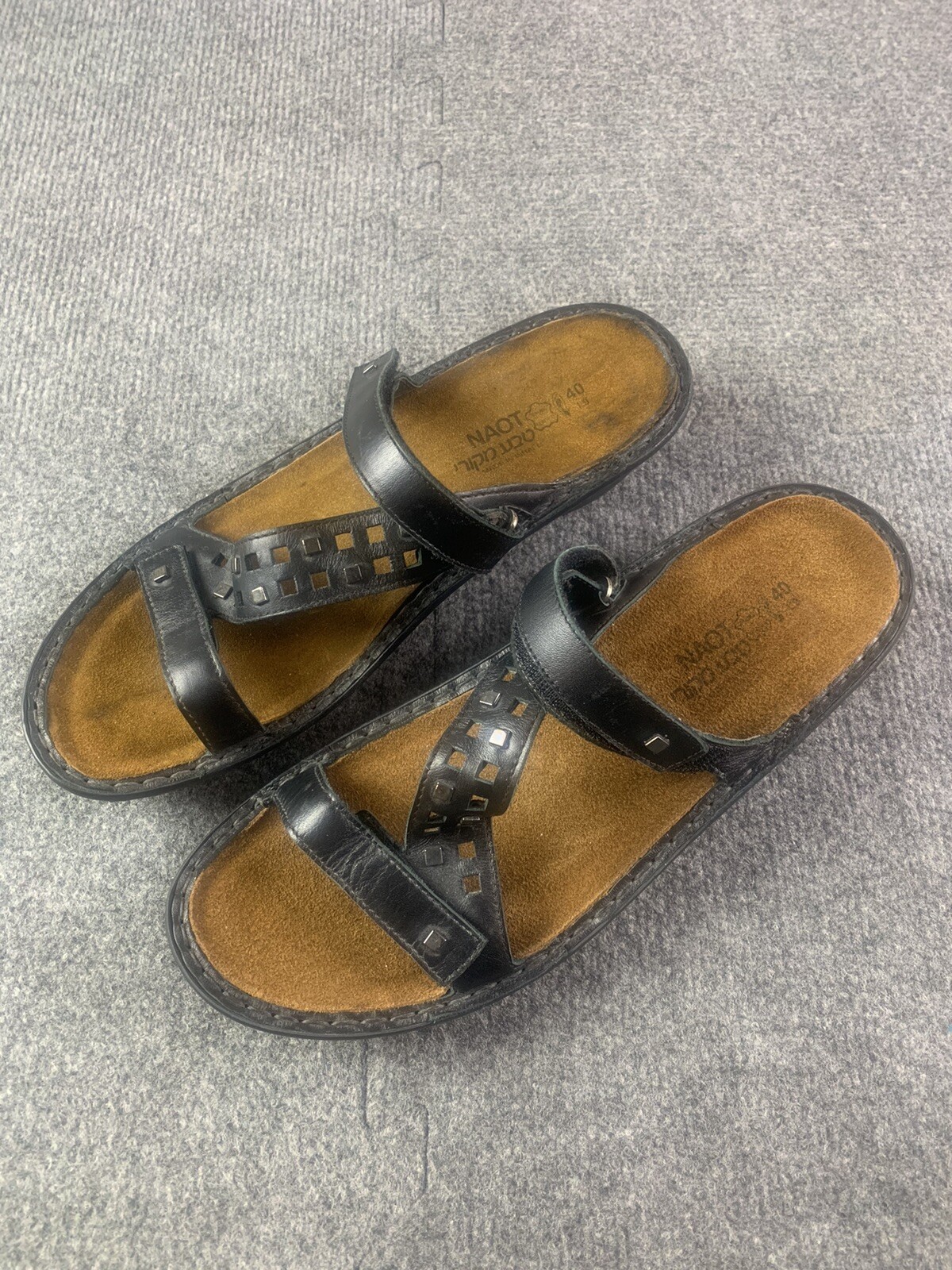 Toe Ring Naot 40 NAOT Womens Leather Strap Slip On Flat Sandals