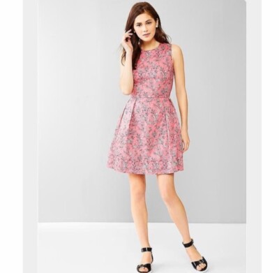 pink floral fit and flare dress