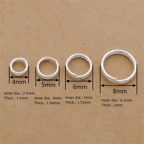 5PCS 925 Sterling Silver Double Split Jump Rings 4-8mm Jewellery Making Findings - Picture 8 of 10