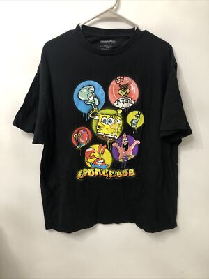 SpongeBob SquarePants Patrick Mr. Krabs Squidward Sandy Gary T-Shirt 2XL Black