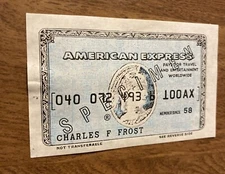 Vtg American Express Specimen Card Charles F. Frost Member Since 58 Blue A6
