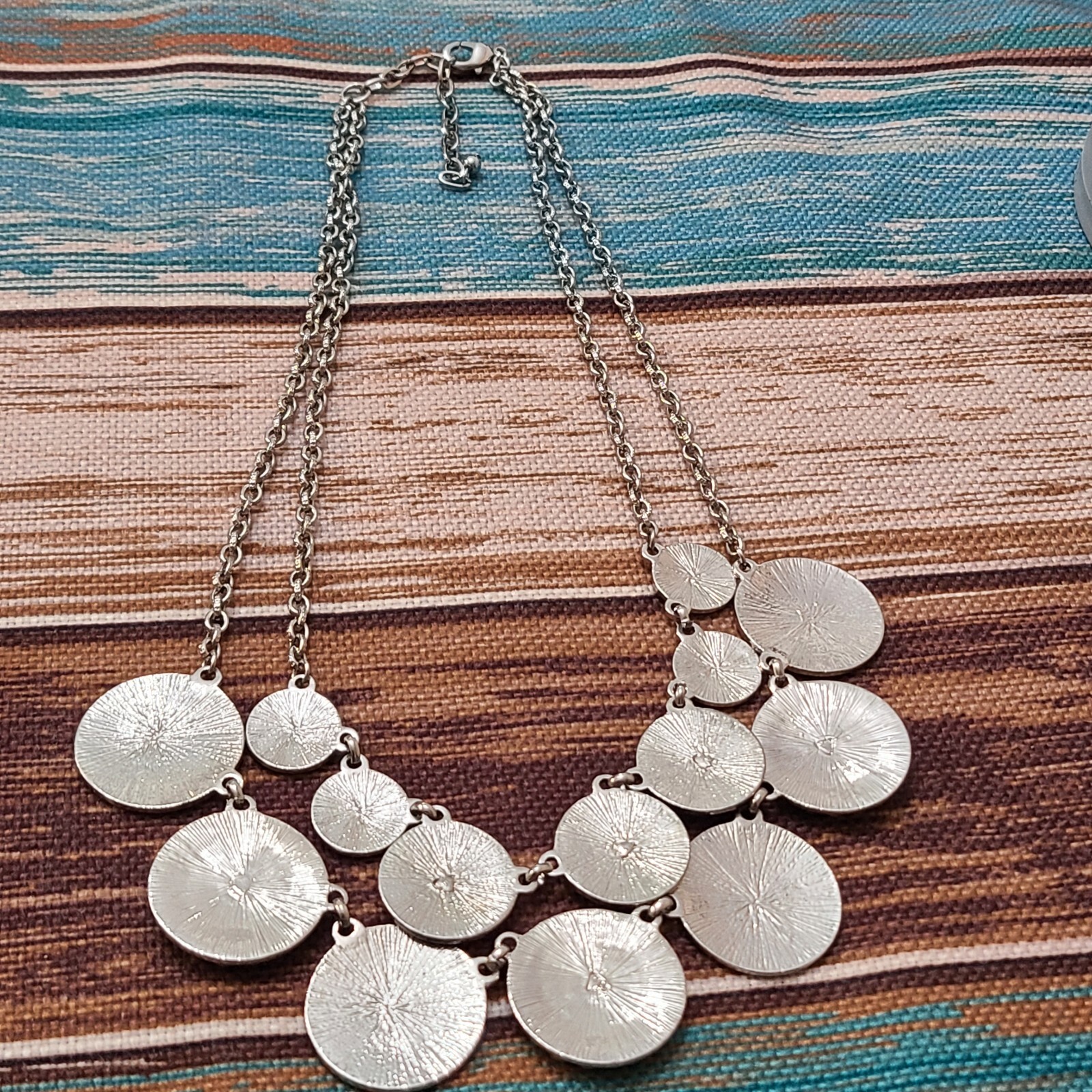 Statement Necklace 2-Strand Silver Rhinestone Dis… - image 4