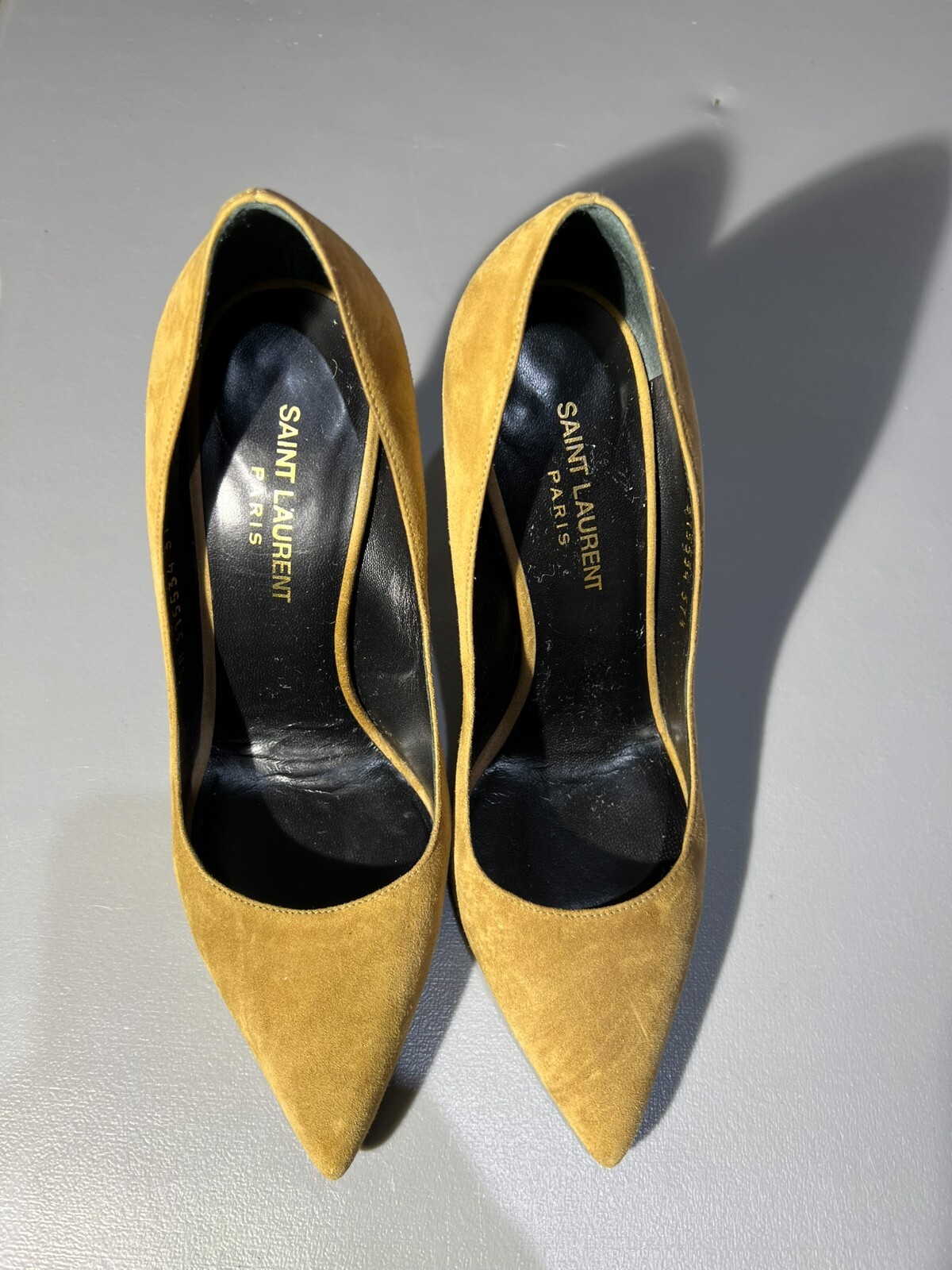 Saint Laurent Paris tacchi in pelle scamosciata marrone chiaro taglia 37 1 2 315534