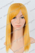 US 20inch Cosplay Wigs with Bangs Yellow Heat Resistant Full Head Synthetic Wigs