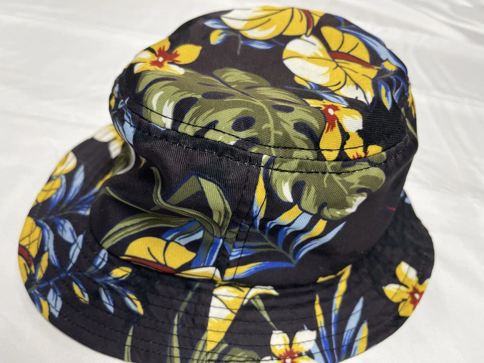 Stussy винтажный рай ведро шляпа синий цветочный граффити логотип рыбака серфинга S/M - Изображение 2 из 4