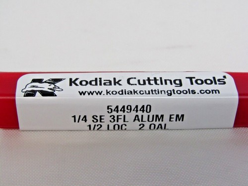 Kodiak Cutting Tools 1/4 Carbide End Mill 45 Degree 3-Flute ZRN Aluminum 5449440 - Picture 4 of 5