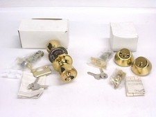 NOS CAL LOCK KEYED ENTRY DOOR LOCK SET COMBO, DEADBOLT, BRASS, 9150/531PB