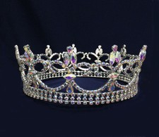 Rhinestones AB w/ 2 Row At Bottom Gold Plated Crown6.5"Diameter.Pick Your Color 