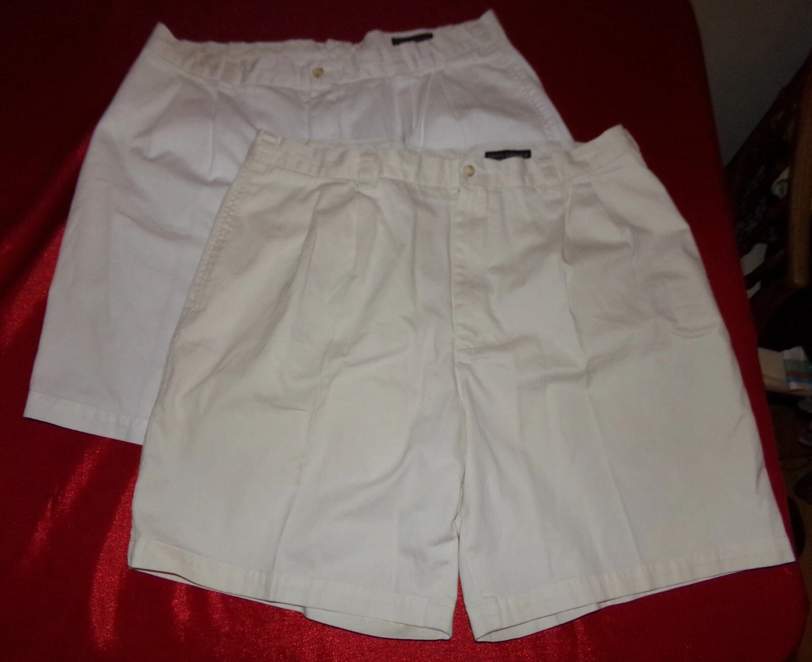 Daniel Cremieux Collection 2 Pairs Mens Shorts 40 White Ivory Pleated Front