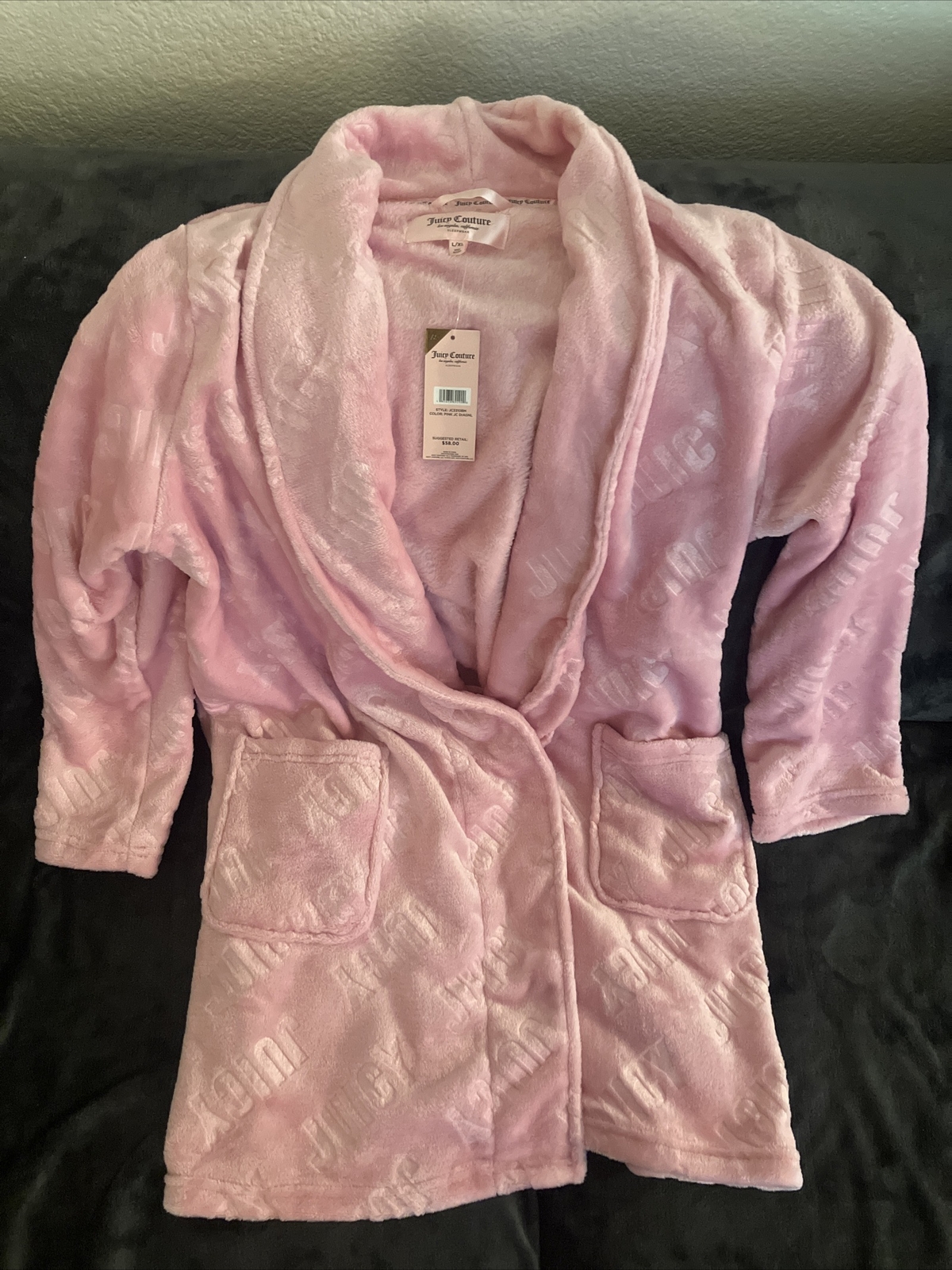 Juicy Couture Bathrobe Robe Sleepwear Soft Light Pink “JUICY” L/XL