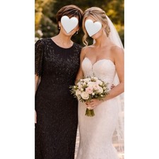 Vintage Scala Black 100% silk fully beaded gown / mother of the bride dress / XL