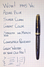Parker Vacumatic Major Azure Blue Outstanding Condition Restored