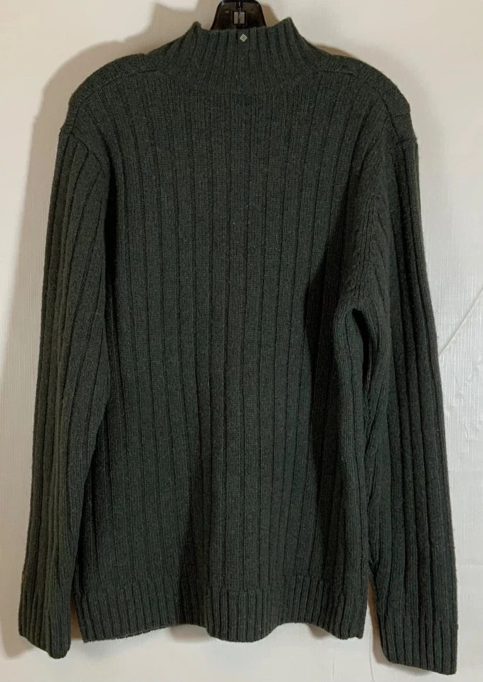 Suéter Columbia Hombre Talla M 100% Lana 1/4 Cremallera Pullover Cable Tejido Verde Foto 4 de 4