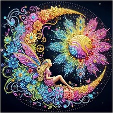 Sun and Moon Diamond Art Painting Kits for Adults, 5D Special Shape Diamond Art