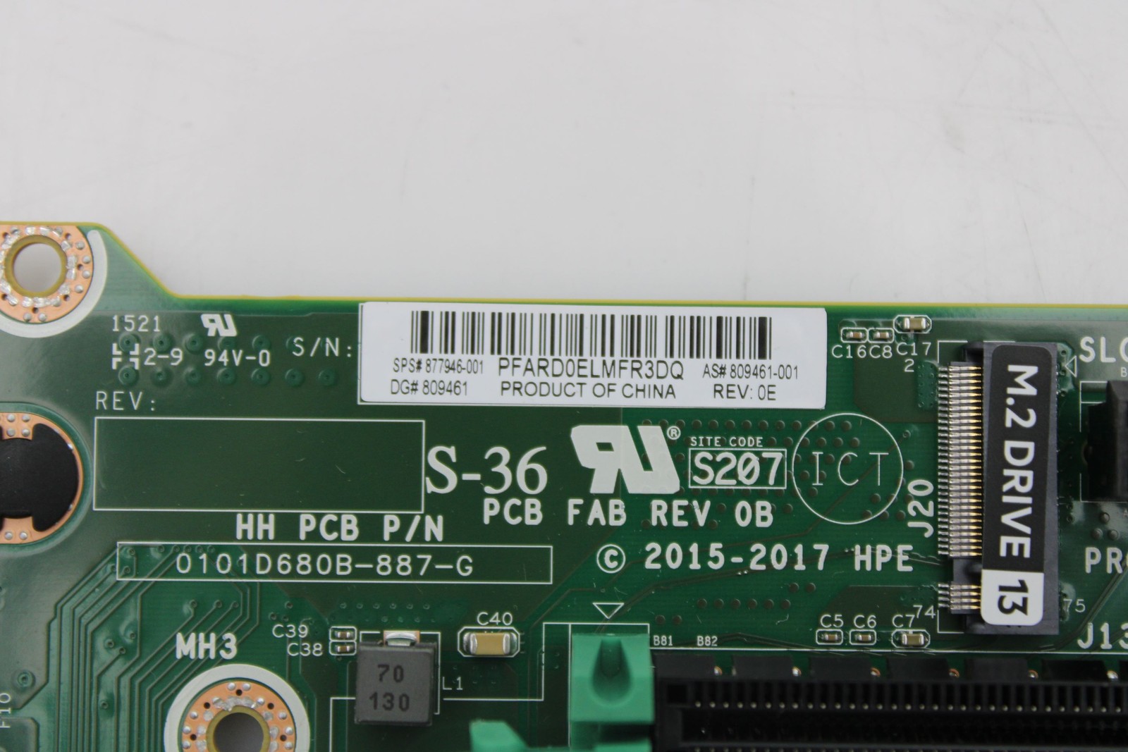 HP 877946-001 2x8 x16 Primary M.2 Riser Card ProLiant DL380 G10 - Fully Tested