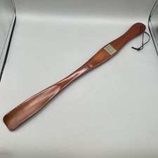 VTG JoS. A. Bank Wooden Shoe Horn  Long-Handled Wood  Gold-Tone Brand  22"