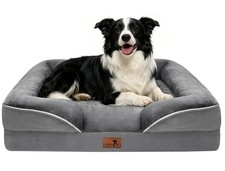 Large Grey Orthopedic Dog Sofa Bed 35L x 25W x 6.5H Supportive Dog Bed