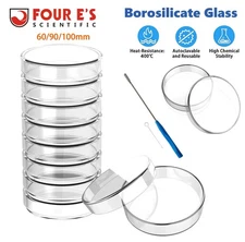 Petri Dishes with Lids 60/90/100mm10 Pcs, Sterilized, Glass Lab Petri Plates New