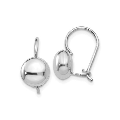14 Karat Weißgold Kuppel Knopf Ohrringe 8 mm poliert Nierendraht Damen