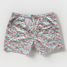 Swimming Trunks Men's Size XL With Pocket Pink Flamingos Crown Ivy Lined