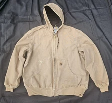 Vintage Carhartt Thermal Lined Hooded Canvas Jacket "Saddle" Mens Sz XL J25 SDL