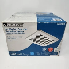 Utilitech Bathroom Ventilation Fan with Humidity Sensor 1.5 Sone 100 CFM White