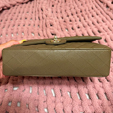 Chanel Classic Flap Bag Taupe Caviar Leather Silver Hardware