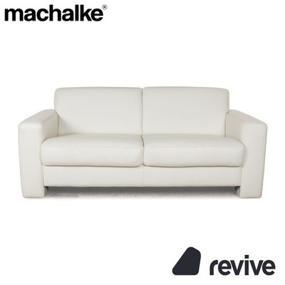 Machalke Leather Two-Seater White Sofa Couch