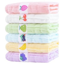 BEBE FAVOUR 6 Pack Muslin Washcloths Baby Soft 9.84''X9.84'', Candy Colors
