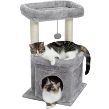 Cat Tree Condo 27" Cat Tower with Large Top Perch and Scratching Posts for Kitte
