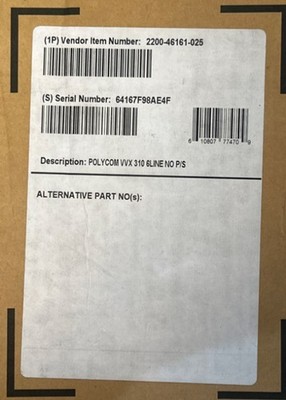 Polycom VVX310 6-Line Business VoIP Phone 2200-46161-025