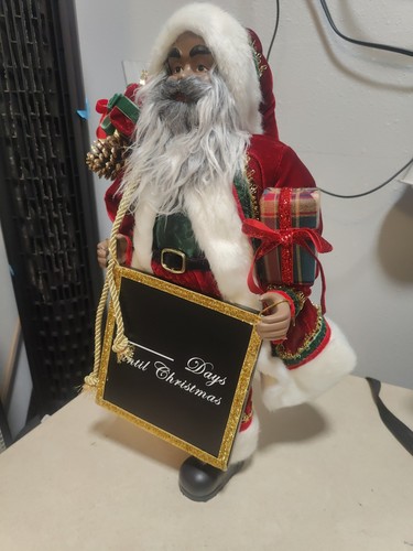 18" Black Santa Holding Chalkboard Countdown To Christmas Standalone - Picture 2 of 14