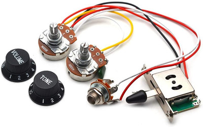 3 Pickups Wiring Harness Prewired/5-Way Switch/Jack 1T1V Big 500K Pots/With 6.35