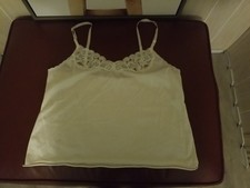 Vanity Fair Cami Top Women  s 38/44 Cream Nylon Lace Trim Style 17-764