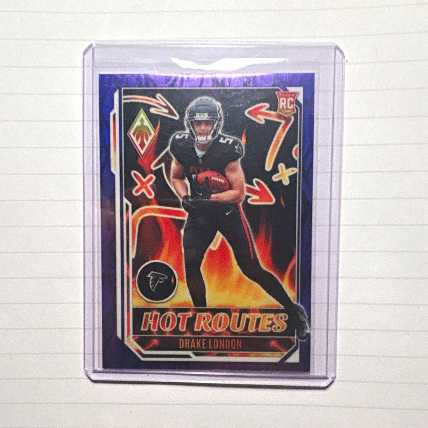 Panini Phoenix 2022 Drake London RC Purple 121/125 Falcons Hot Routes #HR-1