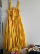 FARM RIO Yellow 3D Flowers Midi Dress Size L BNWT