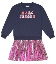 MARC JACOBS Girls Navy & Purple Logo 2 in 1 Sweatshirt  Dress  Cheetah Skirt 8