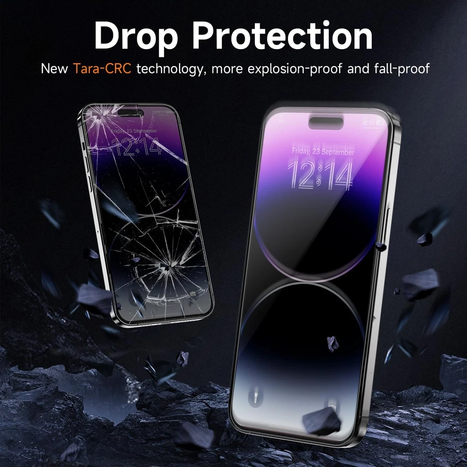 For iPhone 16 15 14 12 11 X Privacy Screen Protector Anti Spy Tempered Glass Lot - Image 4 of 4