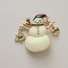 Vintage SNOWMAN BROOCH Pin Joy Love Rhinestone Enamel Charms Costume Jewelry