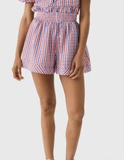 HUNTER BELL WOMEN'S JEMMA SHORT Plaid Gingham Print Checkered Size XS NEW RED