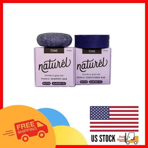 Eco-Friendly Toning Shampoo & Conditioner Bars with Biotin for Radiant Grey Hair