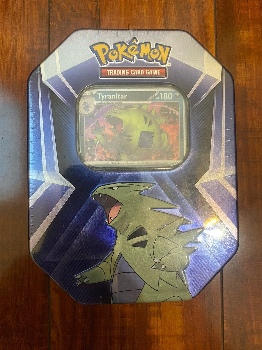 Pokemon Tyranitar Triple Whammy Tin 3 Booster Packs & 3 Cards! New! Sealed! Pokemon Tyranitar Triple Whammy Tin 3 Booster Packs & 3 Cards! New! Sealed!