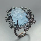 Caring ring 20 ct+ Natural Aquamarine Ring 925 Sterling Silver Size 7 /R469949
