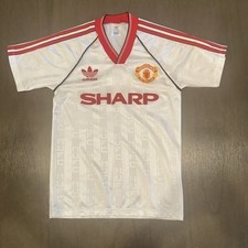Vintage 1988-90 Adidas Manchester United Away Football Shirt Boys L Sharp