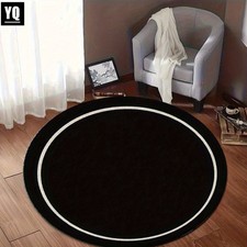 Large Modern Round Mat Compatible for Living Room Bedroom Office - Black White C