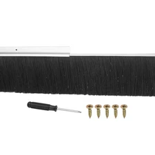 Door Brush Sweeps 2.36" x 47.24", Door Sweep for Bottom of Door, Silver/Black