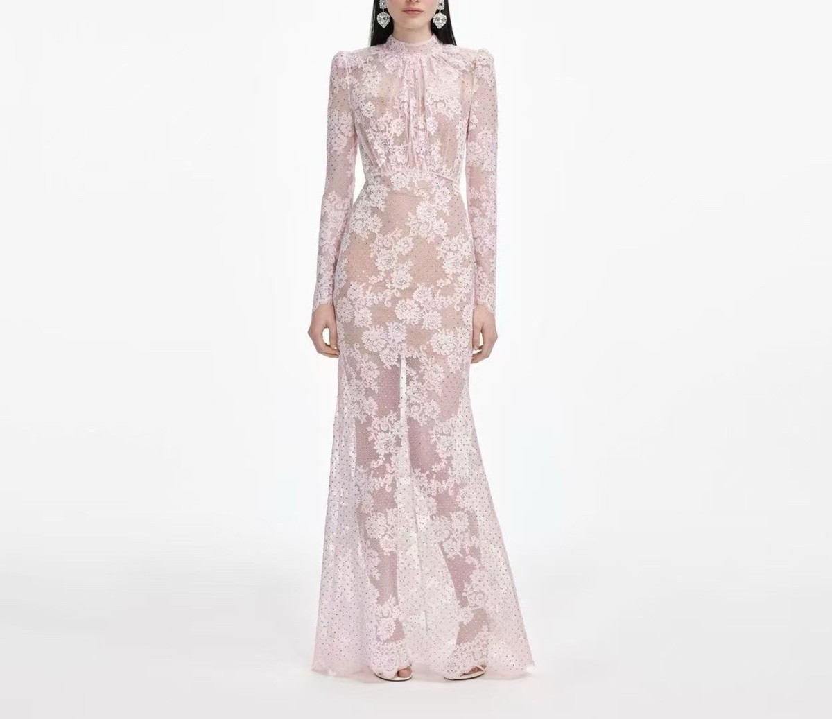 Self Portrait PALE PINK RHINESTONE LACE DRESS $1050 US 0=UK 4 | eBay