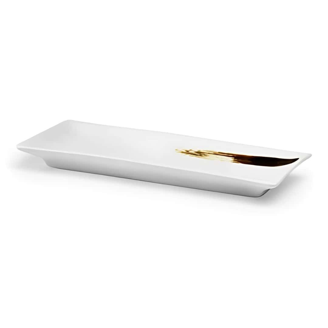 White Rectangular Sashimi Tray In Porcelain 22x12 Cm | Sushi Plate