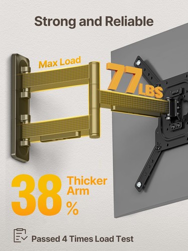 Full Motion TV Wall Mount for 23–65 Inch Flat & Curved TVs and Monitors, Swiv... - Picture 3 of 9